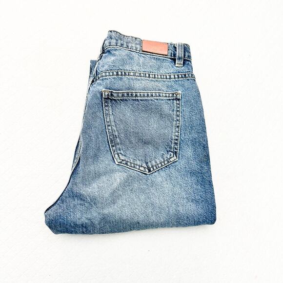 Zara Straight Leg Acid Wash Denim Jeans Zip Fly Size 02 - Picture 1 of 8